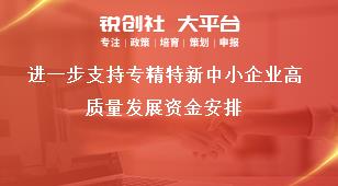 进一步支持专精特新中小企业高质量发展资金安排奖补政策