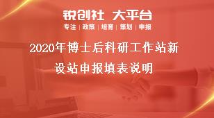 2020年博士后科研工作站新设站申报填表说明奖补政策