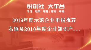 2019年度示范企业申报推荐名额及2018年度企业知识产权工作先进个人推荐名额分配表奖补政策