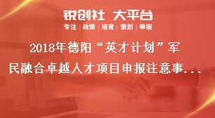 2018年德阳“英才计划”军民融合卓越人才项目申报注意事项奖补政策