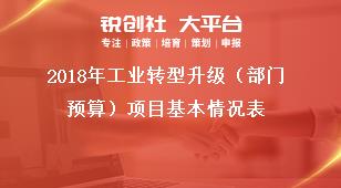 2018年工业转型升级（部门预算）项目基本情况表奖补政策