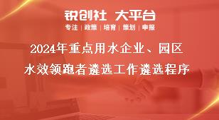 2024年重点用水企业、园区水效领跑者遴选工作遴选程序奖补政策