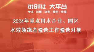 2024年重点用水企业、园区水效领跑者遴选工作遴选对象奖补政策