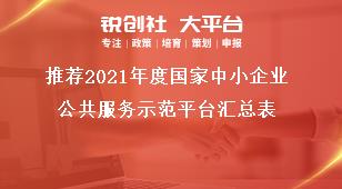 推荐2020年度国家中小企业公共服务示范平台汇总表奖补政策