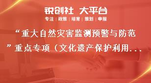 “重大自然灾害监测预警与防范”重点专项（文化遗产保护利用专题任务）2020年项目申报时间奖补政策